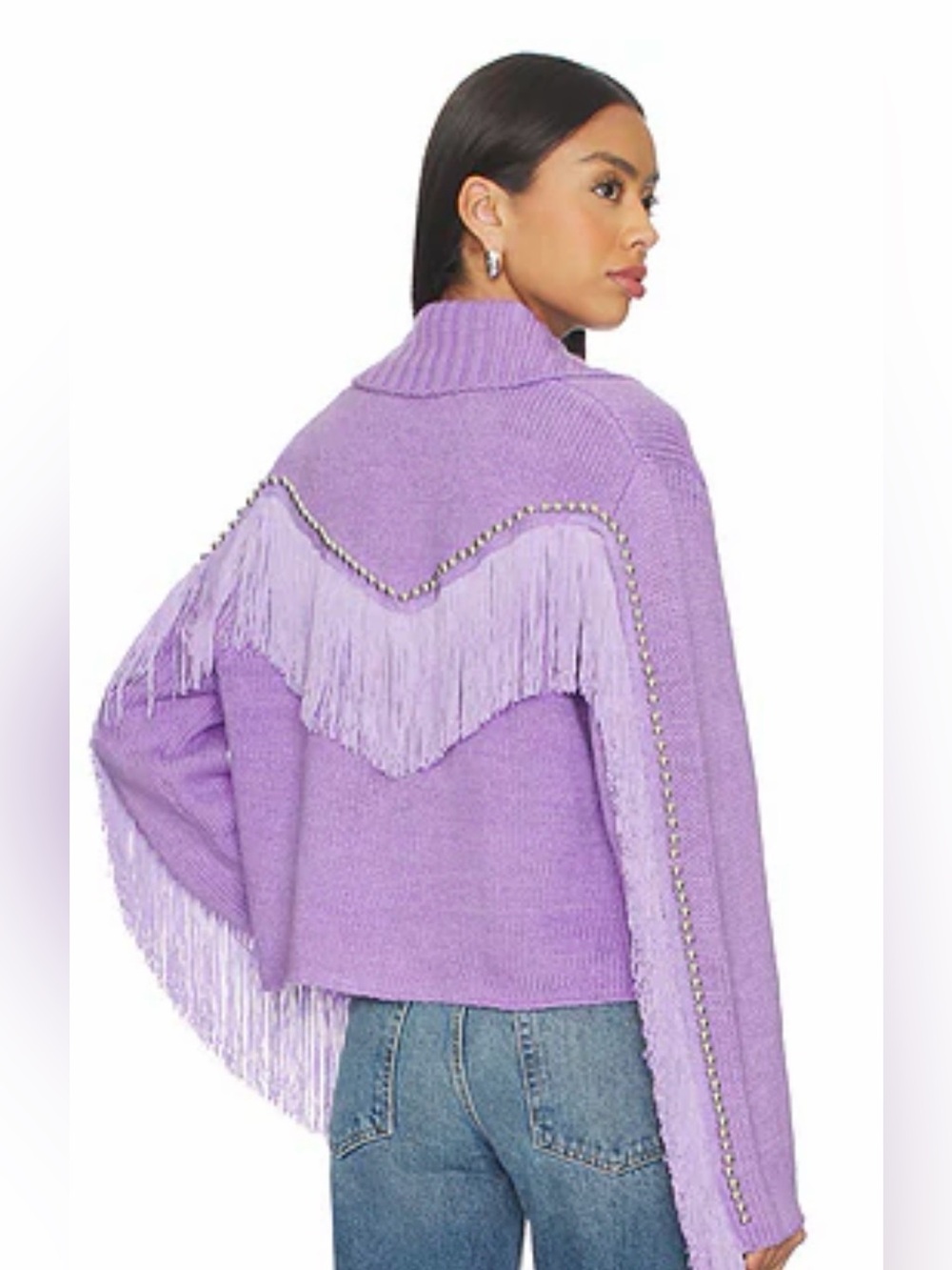 Understated Leather Revolve Small Cropped Rodeo Sweater Jacket Lilac